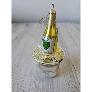 Vintage champagne bottle ice AS IS glass ornament Xmas tree